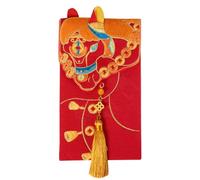 Alipis Sobres Rojos Bordados de Brocado Tradicionales Reutilizables para Año Lunar y Tet Bolsillo Rojo de Tela Diseño Tridimensional de Caballo 2026 Paquete de Dinero para Bodas y