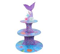 Alipis Soporte para Cupcakes bajo el mar - Estante de cartón de 3 Niveles para Tartas de Sirena para niños - Torre de postres con temática oceánica - Artículos para Fiestas de niñas - Decoración