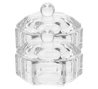 Alipis Soporte para Pluma de Inmersión 2 Piezas Vaso Hexagonal de Cristal Tapa para Lavar Bolígrafos, Vaso de Vidrio para Limpieza de Pinceles y Accesorios de Arte