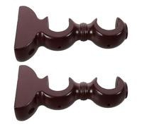 Alipis Soportes de Barra de Cortina de Madera Maciza Marrón Rojizo Doble Base Fija para Poste Romano de 28 MM Accesorios para Cortinas de Dormitorio y Sala Soporte de Pared Ajustable