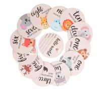 Alipis Tarjetas Mensuales para Registrar el Crecimiento y Logros del Niño para Bebés de Madera Redondas Accesorio para Photo Props y Baby Shower, 1 Set