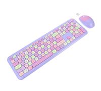 Alipis Teclado y Ratón Inalámbricos USB para Portátil Conjunto sin Batería Diseño Color Púrpura Mixto Teclado Compacto Ergonómico Ratón Inalámbrico para Oficina y Trabajo Diario