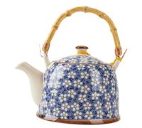 Alipis Tetera Japonesa de Cerámica con Infusor de Malla Tetera Grande Azul con Asa Jarra de Té para Hojas Sueltas Resistente al Calor Adecuado para Hogar Restaurante y Ceremonias de