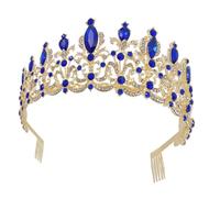 Alipis Tiara de Boda Tocado de Novia de Boda Azul de Aleación de Zinc y Cristales Cómoda No se Deforma ni Rompe para Novia y Niña y Banquete
