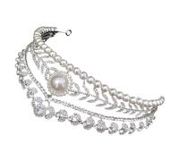 Alipis Tiara Nupcial de Boda Corona de Perlas E Imitación de Gemas, Aleación de Zinc Plateada, Diseño Elegante y Reutilizable para Mujeres en Bodas