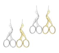 Alipis Tijeras de Costura Mini de Acero Inoxidable 4 Piezas Estilo Retro Forma de Cigüeña Colores Dorado y Plateado para Bordado Manualidades DIY y Uso Doméstico