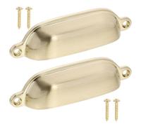 Alipis Tiradores de Armario Vintage Dorados Cepillados Manijas Metálicas para Cajones y Muebles Kit de 2 Piezas Tamaño Compacto Ideales para Cocina y Dormitorio Estilo Retro Robusto