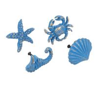 Alipis Tiradores de Hierro Vintage Diseño Marino 4 Piezas Azul para Cajones y Armarios Perillas de Tocador Ornamentadas Formas de Caballito de Mar Estrella de Mar Cangrejo y Abanico
