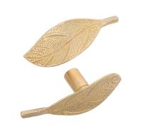 Alipis Tiradores de Latón para Armarios 2 Piezas, Pomos Metálicos Estilo Hoja, Acabado Natural, Tirador de Cajón Vintage para Muebles de Cocina y Tocador, Herrajes para Zapatero