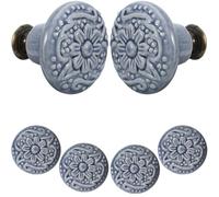 Alipis Tiradores pomos armarios de cerámica para cajones y armarios, 6 piezas, azul, superficie lisa, para muebles