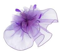 Alipis Tocado para Mujer Velo de Tul Púrpura y Pluma Elegante para Fiesta de Té y Actuaciones de Baile, Accesorio Chic y Vintage para Cabello