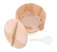 Alipis Vaporera de Madera Natural para Cocina, Cubo Creativo al Vapor con Tapa y Mango Lateral, Diseño con Fondo Móvil para Cocción Uniforme y Superficie Lisa