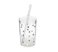 Alipis Vaso de Vidrio con Pajita Transparente Grande Taza para Zumos y Bebidas Frías Diseño Práctico y Ligero para Hogar y Oficina Reutilizable