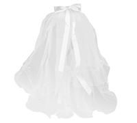 Alipis Velo Doble para Niña Lazo de Perlas Blanco, Accesorio Cabello de Gasa, Fácil de Poner y Quitar, Adecuado para Día Especial o Obsequio
