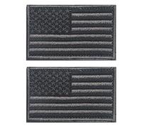 AliPlus - 2 parches bordados con la bandera estadounidense de Estados Unidos, parche táctico militar de moral, con gancho y bucle (parche de bandera negra)