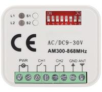 ALIRANTA Receptor universal compatible con mando a distancia Tormatic 433,92 MHz. Receptor de radio de 2 canales 433-868mhz. Receptor de código variable/fijo 12 - 24 VCA/CC