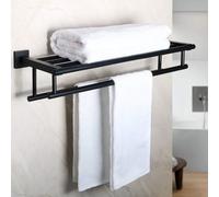 Alise Toallero para baño y Lavabo, Soporte de Torre de 24 Pulgadas con Barras de Toalla Dobles para Pared de baño, Montaje en Pared, Estante de Torre de Acero Inoxidable SUS304 Negro Mate, GZ8000-B