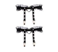 alisikee 2 ligas ajustables de encaje en forma de corazón con clips antideslizantes, liga elástica para piernas, para mujer, color negro, Negro, 2 Count (Pack of 1)