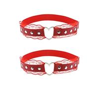 alisikee 2 ligas ajustables de encaje en forma de corazón, ligas elásticas para piernas para mujer, rosso, talla única