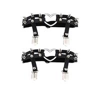 alisikee 2 ligas ajustables en forma de corazón con clips antideslizantes, ligas elásticas para el muslo para mujer, Negro, Talla única