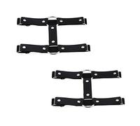 alisikee 2 ligueros ajustables de piel sintética para la pierna, 2 filas de ligas para muslos para fiestas de mujeres, negro/rojo/rosa/blanco/marrón, Negro, M