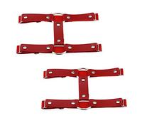 alisikee 2 ligueros ajustables de piel sintética para la pierna, 2 filas de ligas para muslos para fiestas de mujeres, negro/rojo/rosa/blanco/marrón, Rojo, M