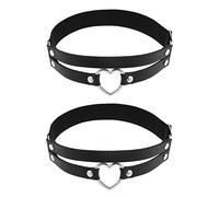 alisikee 2 ligueros ajustables para pierna de corazón, ligas elásticas para el muslo para mujer, Negro, talla única