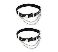 alisikee 2 ligueros de cuero con cadenas, ligas elásticas ajustables para el muslo para damas, color negro