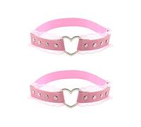 alisikee Liga de muslo en forma de corazón de encaje ajustable, ligas elásticas de pierna para mujer, Rosa/Rebel Fun., Talla Única