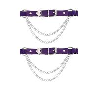 alisikee Liga de pierna ajustable con cadenas, ligas elásticas punk para muslos para mujer, 1 par, Púrpura, Talla única