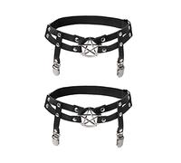 alisikee Liga de pierna ajustable con forma de estrella con clips antideslizantes, elástica, gótica, para mujeres y niñas, 2 unidades