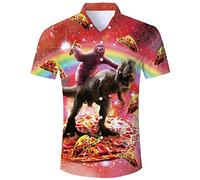 ALISISTER Camisa Hawaiana Hombre Manga Corta con Estampado Perezoso Dinosaurio Camisa Luau de Hawai Tropical Hombres Casual Retro Aloha Holiday Button Down Vacation Shirts M
