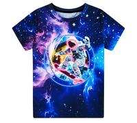 ALISISTER Camisetas niño Estampado Astronauta 3D Neon Cuello Redondo Manga Corta Talla 7 8 años