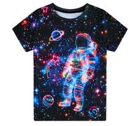 ALISISTER Camisetas para niños Estampado Astronauta 3D neón Manga Corta Adolescentes 11 12 años