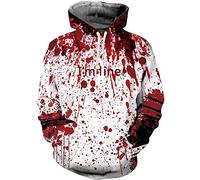 ALISISTER Sudaderas con Capucha Hombres Mujeres Cool 3D Fresca Novedad Sangre Gráfico Halloween Hoodies Otoño Invierno Pullover Sweatshirt con Bolsillos XL