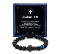 Alissl Pulsera de cruz cristiana, regalo de joyería de fe para estudiantes y jóvenes profesionales, hombres, con tarjeta de las Escrituras para hijo y nieto, Adjustable, No es una piedra preciosa