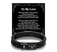 Alissl Pulsera de cuero para hombre con versículo bíblico cruzado, pulsera de cuero negro de doble capa para hombres, regalo religioso cristiano inspirador para él, hombres, papá, marido, novio, nieto