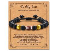 Alissl Pulsera de fútbol para adolescentes y niños, pulsera de ojo de tigre que aporta salud, seguridad y felicidad. Gran regalo para hijo, nieto, niños en cumpleaños, Navidad, graduación