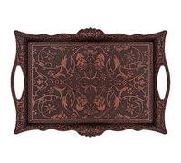 Alisveristime Bandeja cuadrada grande de zamac, 36,8 x 25 cm (cobre) | Diseños de tulipanes inspirados en otomanos con asas laterales para servicio de té y café