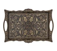 Alisveristime Bandeja otomana de zamak turco con motivos tradicionales, ideal para café y té, bandeja para seis personas (14.5 x 9.84 pulgadas) (verde antiguo)