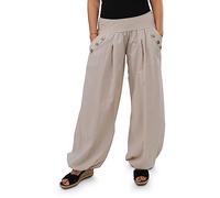 alito - Pantalones de Mujer - Pantalones de Tela Ligera para la Playa y el día a día - Pantalones Casuales Sueltos para el Verano - Pantalones Casuales Aladdin Pantalones de Verano 23245H Beige