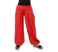 alito - Pantalones de Mujer - Pantalones de Tela Ligera para la Playa y el día a día - Pantalones Casuales Sueltos para el Verano - Pantalones Casuales Aladdin Pantalones de Verano 23245H Rojo