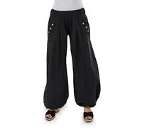 alito - Pantalones de Mujer - Pantalones de Tela Ligera para la Playa y el día a día - Pantalones Casuales Sueltos para el Verano - Pantalones Casuales Aladdin Pantalones de Verano 23245H Negro