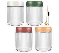 Alitree 4 Piezas Tarros de Cristal con Tapa de Rosca, 500 ml Overnight Oats Jar, Tarros de Avena Nocturna, Utiliza para la Frescura y Conservación de Avena, Ensalada, Mermelada, Yogur y Encurtidos