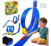 Alitree Pista de Carreras 5M Incluye 4 Coches,Carreras con Looping U Track | , Rueda en Pista de Carreras con Rampas, Autovía DIY, Pista de Carreras Portátil de Juguete para Niños de 3+ Años