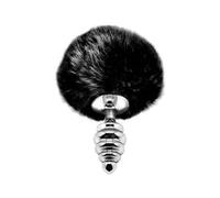 Alive Anal Pleasure Plug Espiral Metal Pompón Negro Talla S 1ud