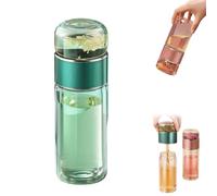 Alivefuser Tea Infuser,Infusifie Tea Infuser,Portable Double Layered Teas Water Separation Glass Teas Cup, 3 in 1 Teas Maker, for Loose Leaf Fruit,Infused Water,Office,Travel (Green)