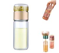 Alivefuser Tea Infuser,Infusifie Tea Infuser,Portable Double Layered Teas Water Separation Glass Teas Cup, 3 in 1 Teas Maker, for Loose Leaf Fruit,Infused Water,Office,Travel (Gold)