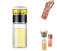 Alivefuser Tea Infuser,Infusifie Tea Infuser,Portable Double Layered Teas Water Separation Glass Teas Cup, 3 in 1 Teas Maker, for Loose Leaf Fruit,Infused Water,Office,Travel (Black)