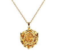 AliveRose Collar bañado en oro rosa real, regalo para mujeres y niñas, collar con colgante de rosa de oro de 24 quilates, joyería para el día de la madre, aniversarios, cumpleaños, Navidad, ocasiones